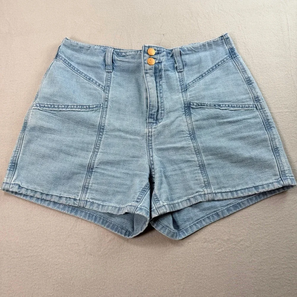 Women's Light Blue High Rise Midi Denim Shorts Sz 8/29 90s Style Classic Boho